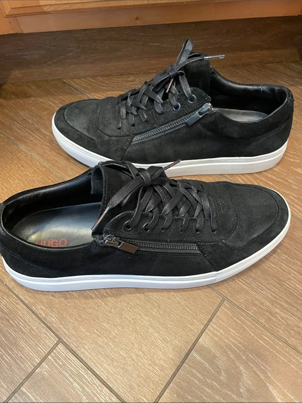 Hugo Boss Men's Black Suede Low-Top Sneakers
